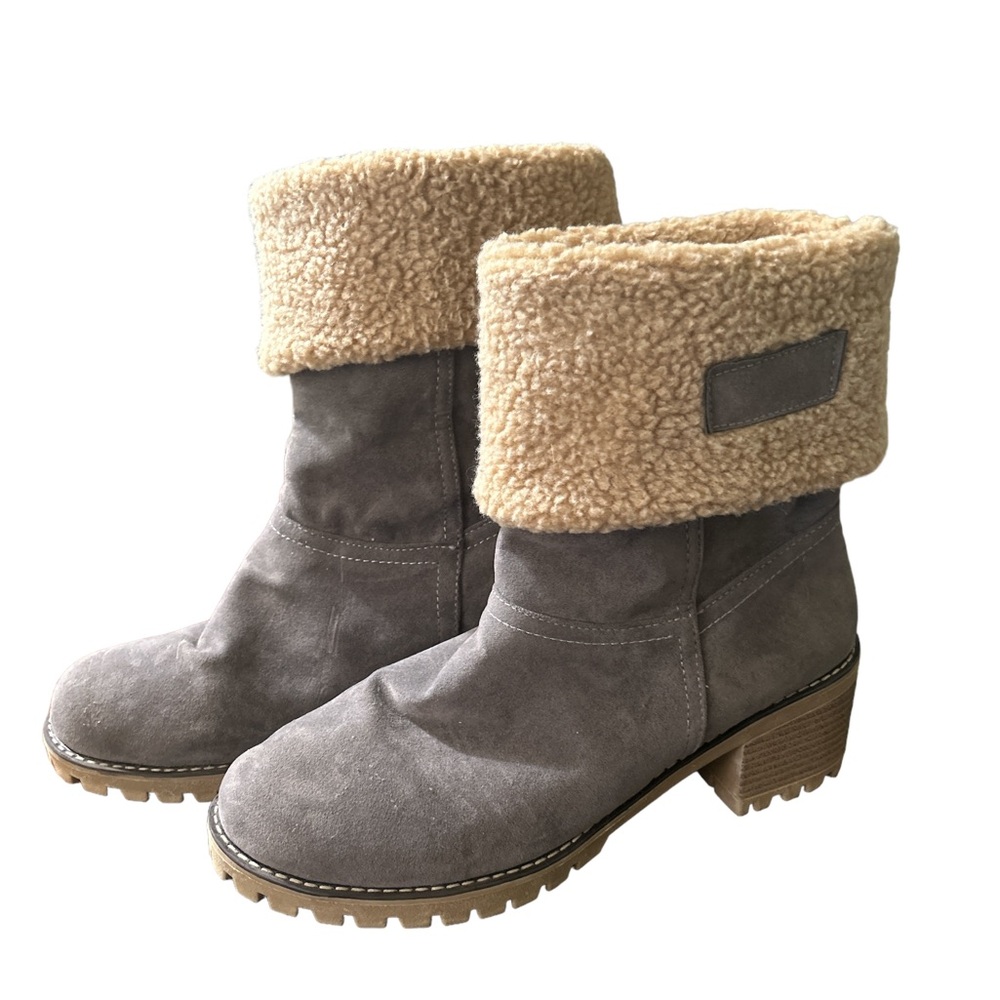 Winter snow boot size 9 fleece lined gray